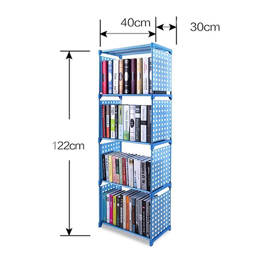 Giá sách 5 tầng 4 ngăn lắp ráp (Xanh dương)