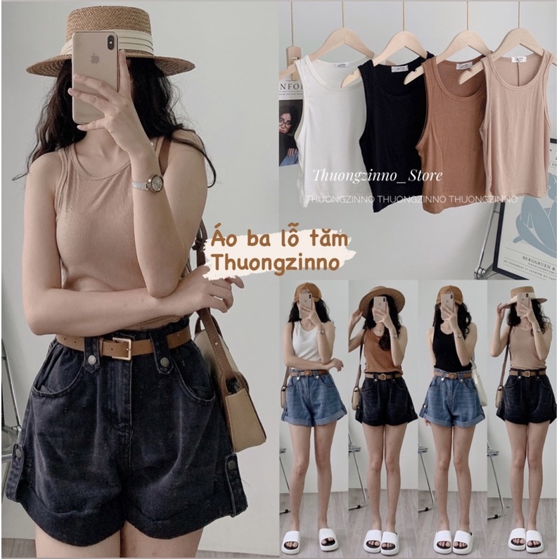 [Ảnh thật/Video]Áo ba lỗ khoét vai Áo tanktop dáng dài chất liệu thun tăm mặc mềm mịn mát