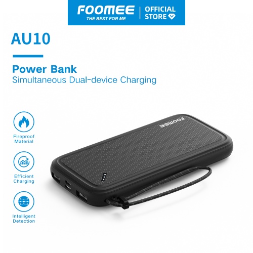 Pin sạc dự phòng 10000mAh FOOMEE AU10 - Đen/Trắng/Cam - Chất Liệu Chống Cháy Sạc 2 Thiết Bị Cùng Lúc - Hàng chính hãng