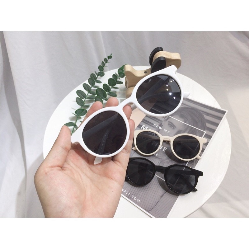 Kính râm uzlang trắng mắt tròn chống tia UV