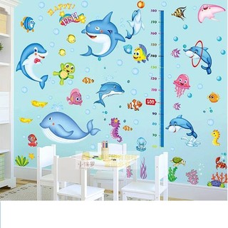 decal dán tường combo cá heo