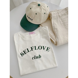 Áo thun trắng in chữ Self love club sale 99