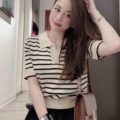 Áo Len Nữ Mongtoghi Kẻ Cổ Đức - 2 Màu Hàng Đẹp