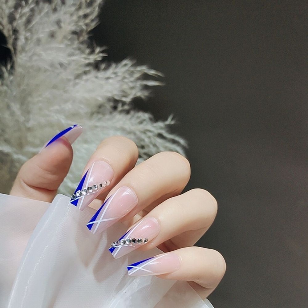 [Hàng mới về] Bộ 24 cái móng tay giả trang trí dài tháo được có hộp đựng