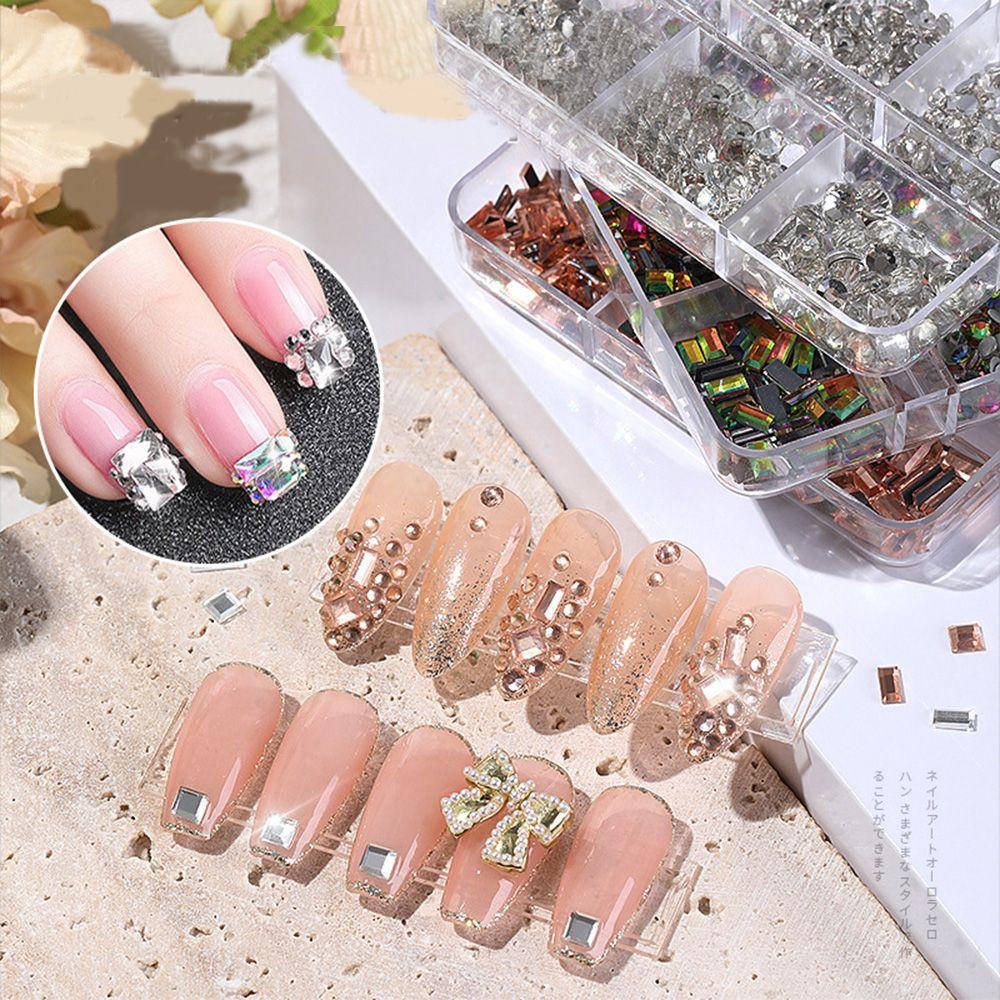 Hạt Charm Lấp Lánh Nhiều Hình Dạng Dùng Trang Trí Móng Tay DIY|Phụ Kiện Trang Trí Móng Tay 3D Xinh Xắn
