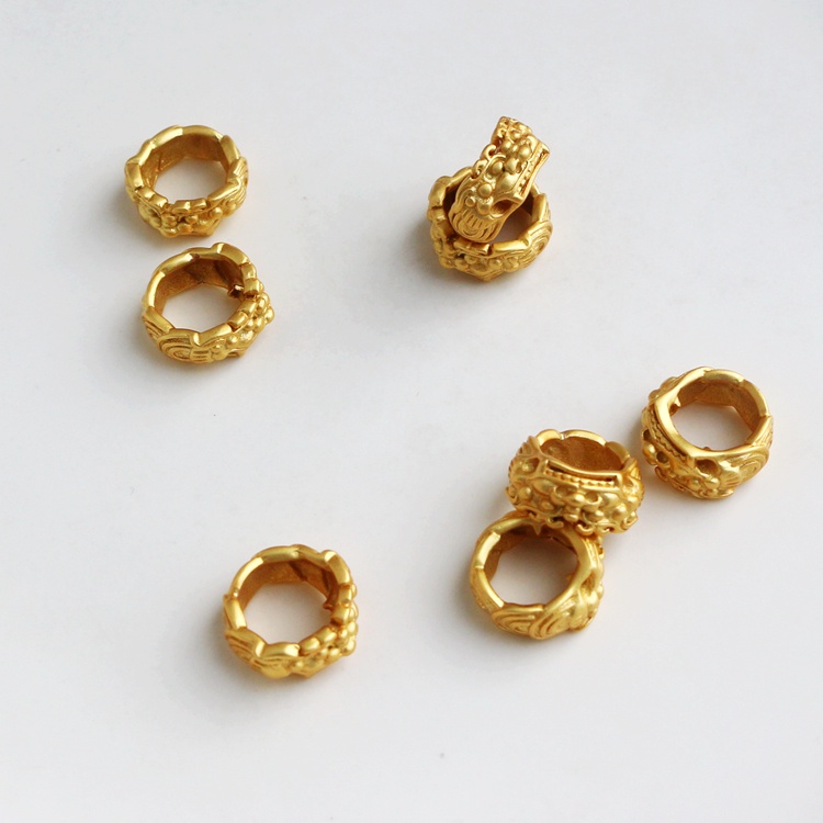 Nhẫn Đồng Mạ Vàng 18k Đính Hạt Phong Cách Vintage