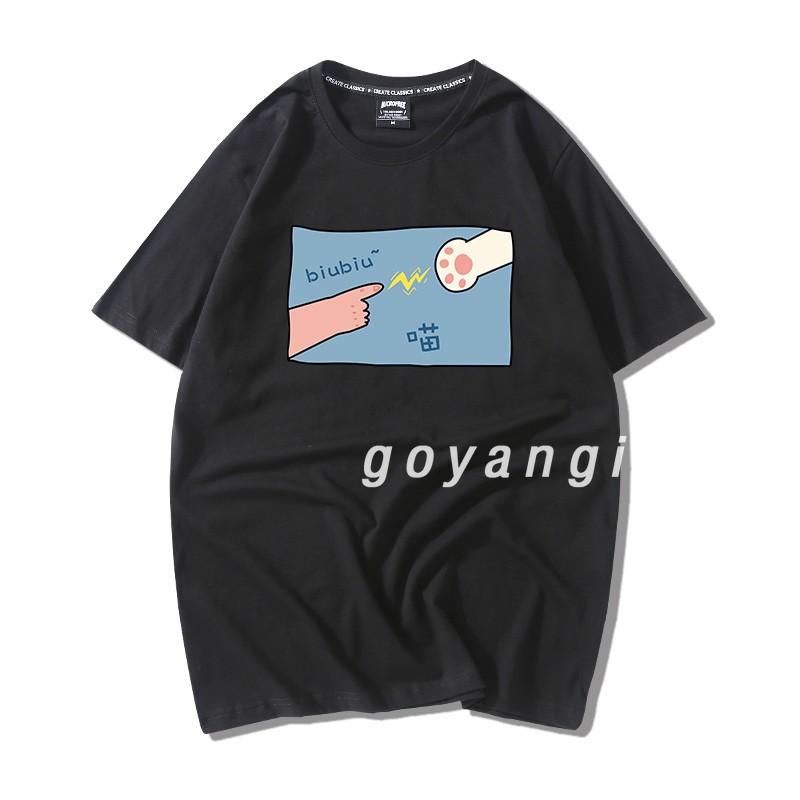 Áo thun tay lỡ goyangi Biu Biu Tay Mèo unisex nam nữ dáng rộng oversize phong cách Hàn Quốc