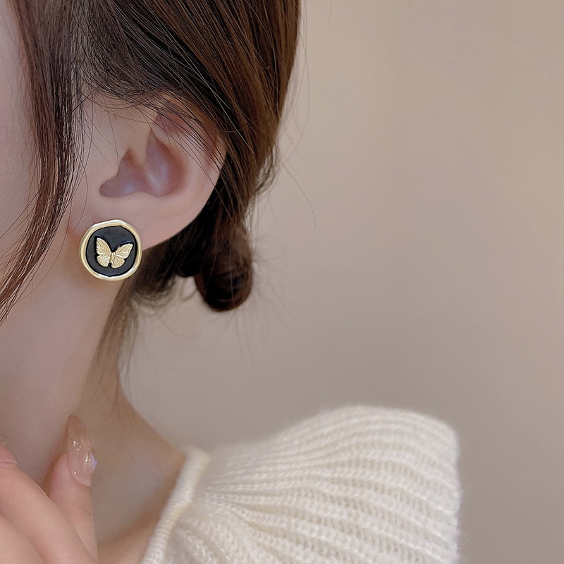 Bông Tai Hình Bướm Đen Phong Cách Cổ Điển Thời Trang Độc Đáo 2022 Cho Nữ