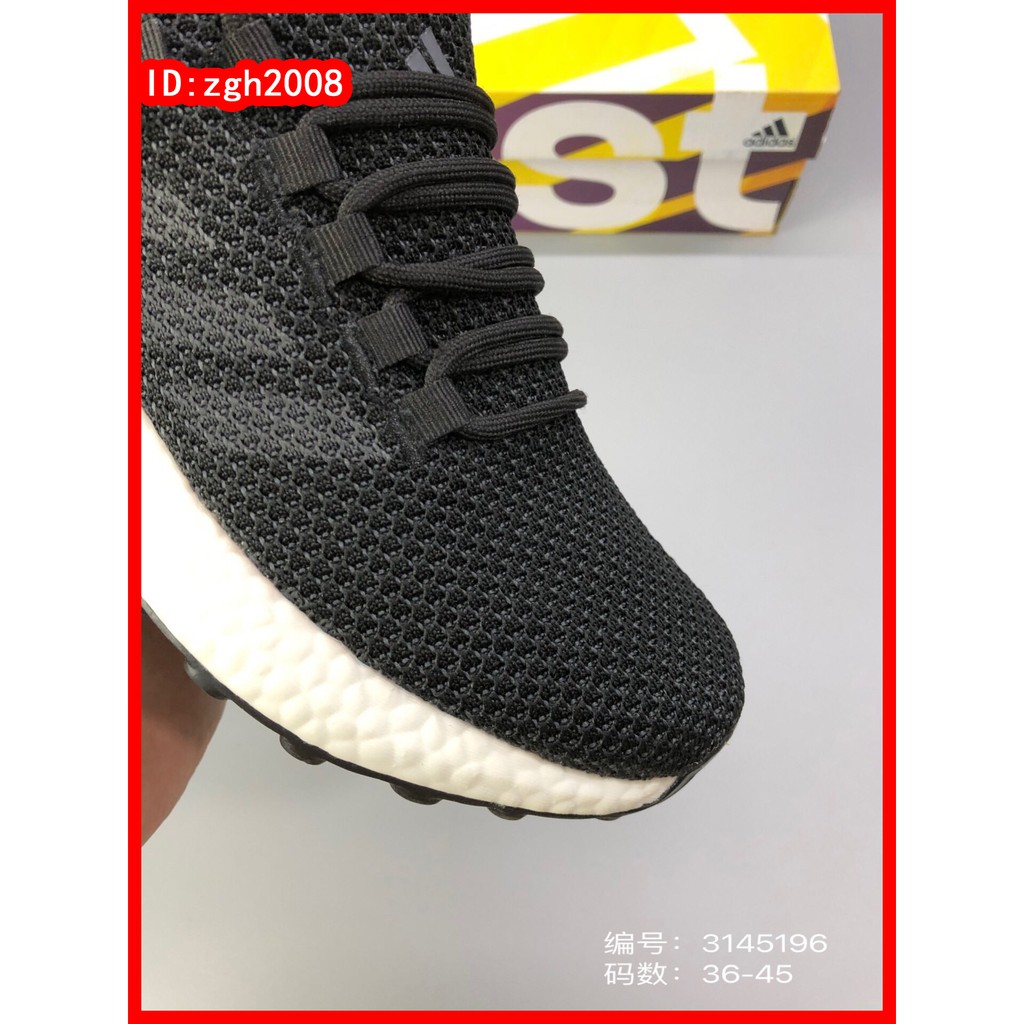 [Zgh2008] Adidas_Pure Boost PB siêu thoải mái mùa hè dệt vải thể thao chạy bộ màu đen và trắng "": ,