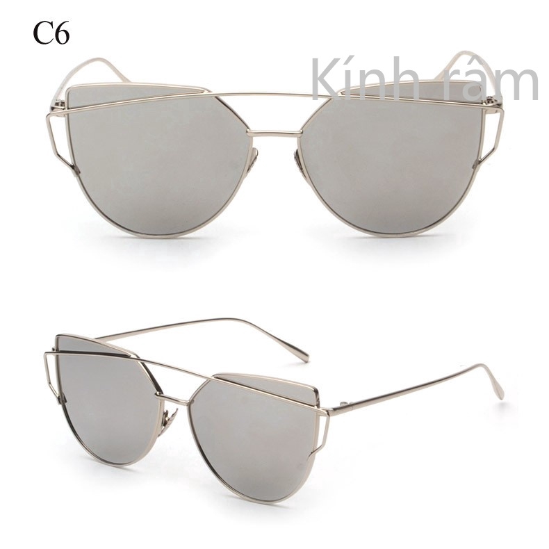 Kính Mát Gọng Kim Loại Kiểu Mắt Mèo Theo Phong Cách Vintage