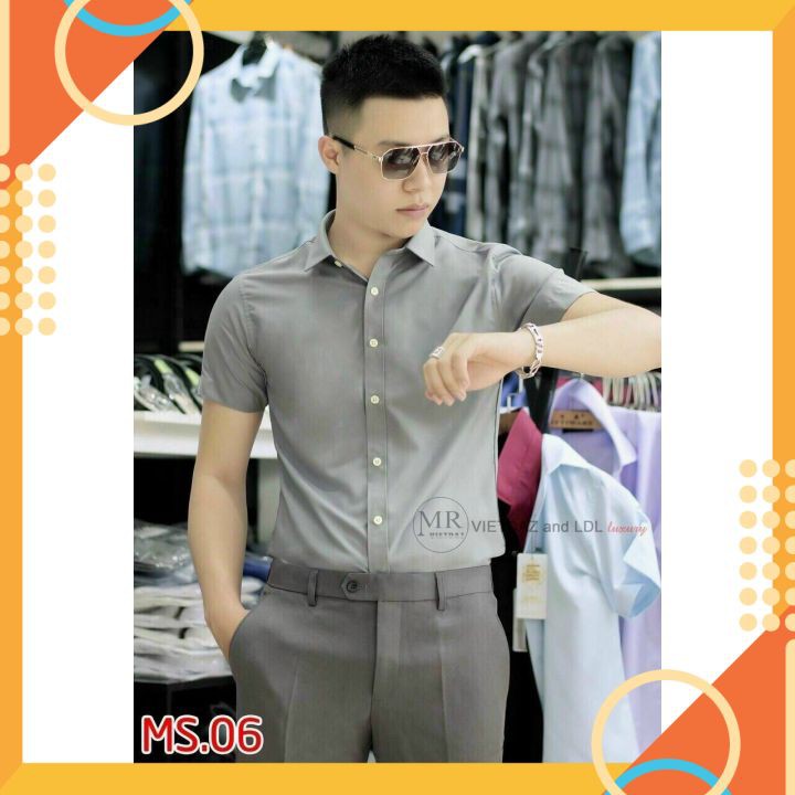 Áo Sơ Mi Nam Chất Lụa Không Nhăn, Không Xù, Không Bay Màu, Dáng Ôm Body Hit Hót Thời Trang Phong Cách Luty_Shop90 Ms9027