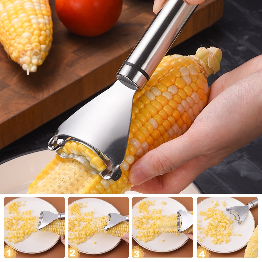 Dụng Cụ Tách Hạt Bắp Bằng Thép Không Gỉ Với Tay Cầm Tiện Dụng Cho Nhà Bếp