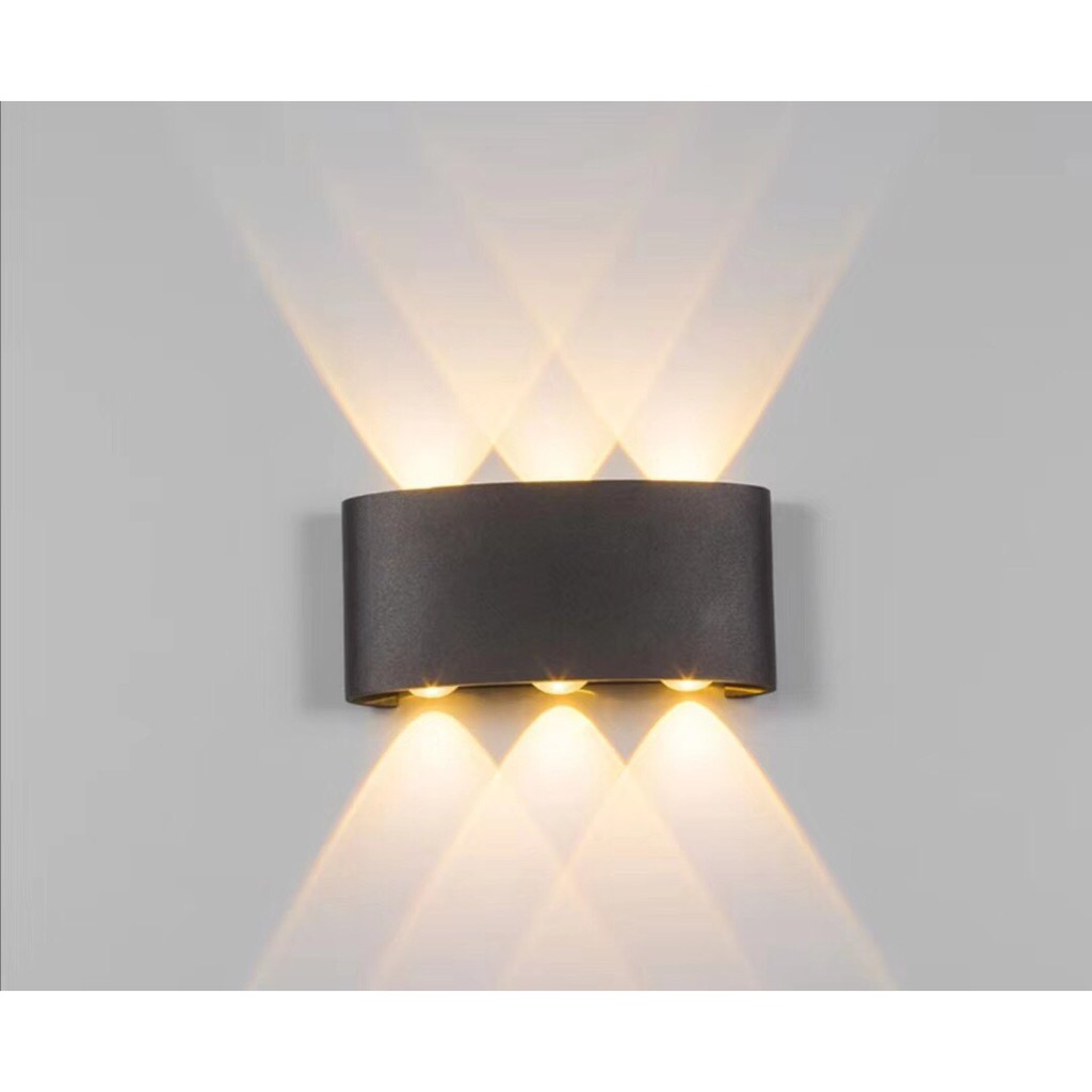 Đèn tường led 2 đầu 6w tia ánh sáng vàng, đèn tường led nghệ thuật trang trí có chỉ số chống nước B115-6