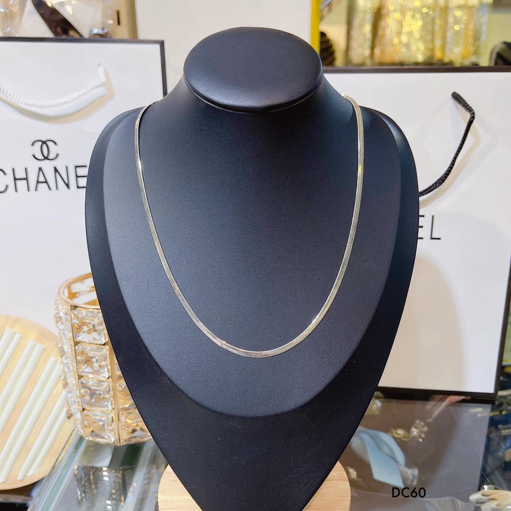 Dây Chuyền Mì Dẹp Màu Trắng Khóa Tròn Không Kèm Mặt Đeo Vẫn Xinh Xắn Sang Trọng - QueenJewelry