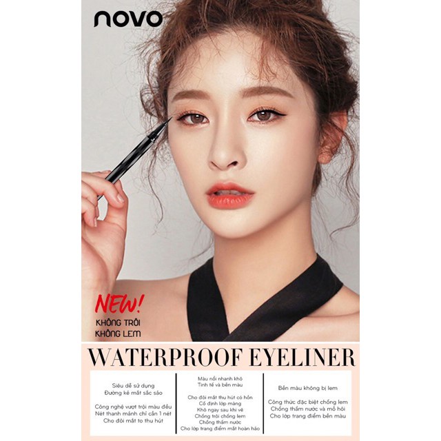 Bút kẻ mắt nước lâu trôi Novo kim cương nét vẻ mảnh khô nhanh, Cây kẻ mắt siêu mảnh Novo đầu cọ 0.01mm sắc nét mềm mại