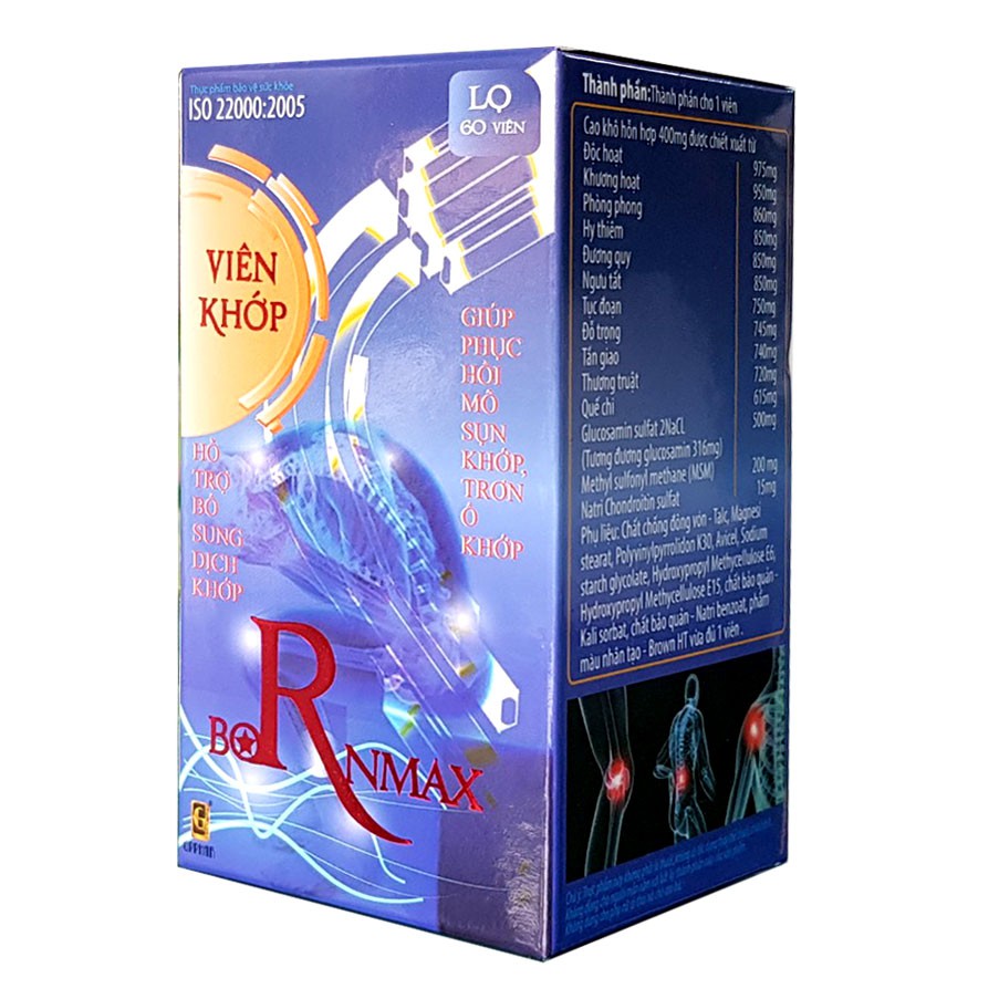 Viên Khớp Bornmax Hộp 60 viên - Giúp phục hồi mô sụn khớp và giảm thoái hóa khớp.