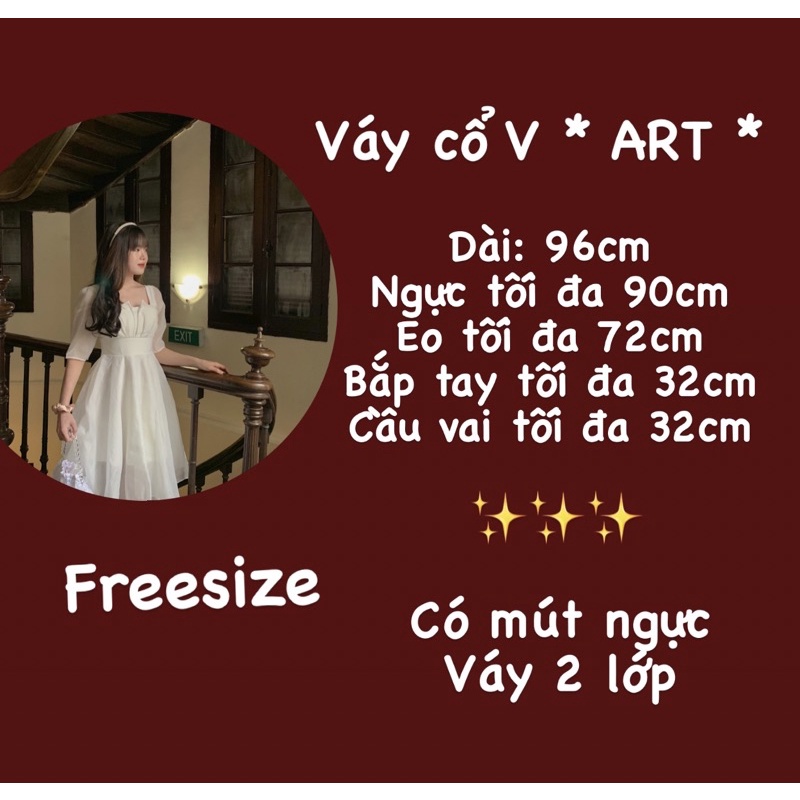 🥰 ĐẦM VÁY TRẮNG CỔ V PHONG CÁCH TIỂU THƯ * ART2 *