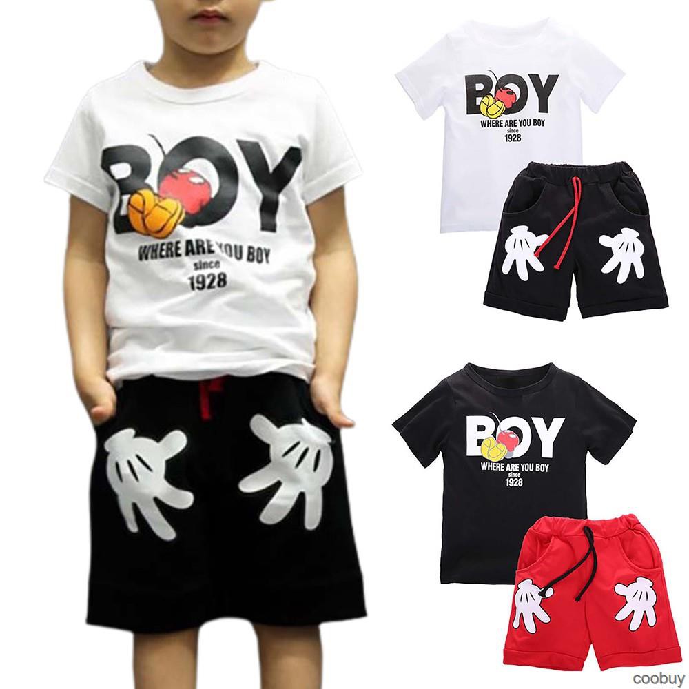 Set Đồ Ngắn In Hình Chuột Mickey Dễ Thương Cho Bé Trai