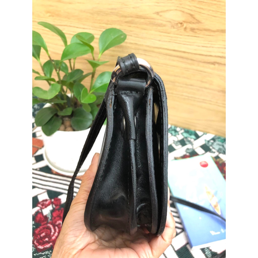 Túi đeo chéo mini hiệu Vera Pelle của Ý da mộc