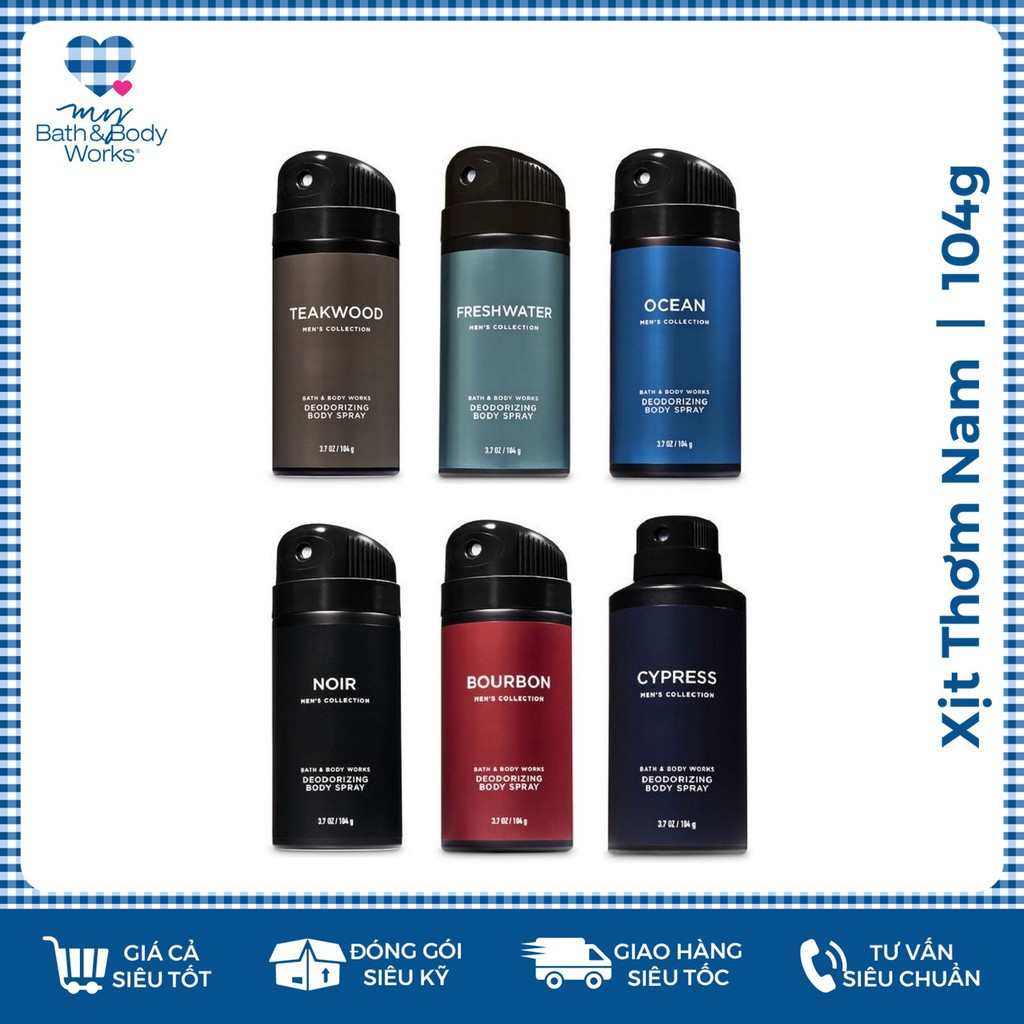 [ĐỦ MÙI] Xịt Thơm Toàn Thân Cho Nam Bath & Body Works - Body Spray Men's Collection