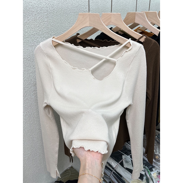 Áo sweater Dệt Kim Thiết Kế Bất Đối Xứng Thời Trang Xuân Thu Cho Nữ