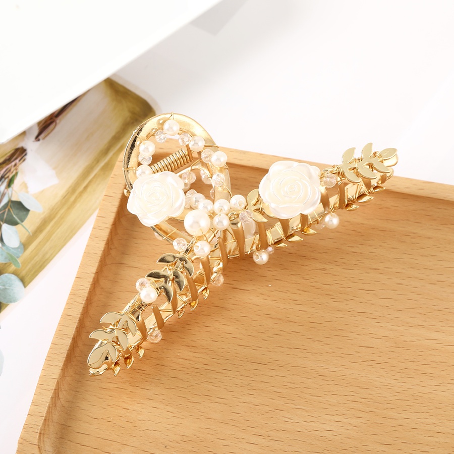 Kẹp Tóc Kim Loại Hình Hoa Đính Ngọc Trai Nhân Tạo Phong Cách Hàn Quốc Mới