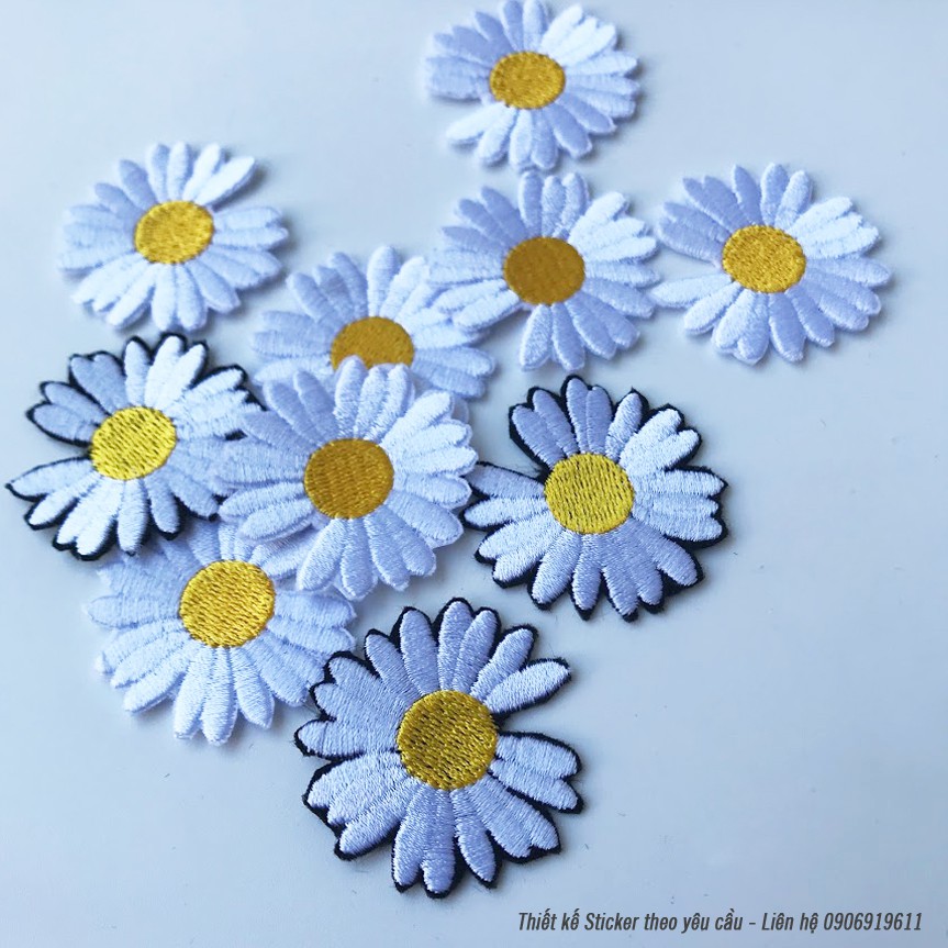 Sticker ủi thêu hình hoa cúc - Phụ kiện Patch logo ủi quần áo balo S13