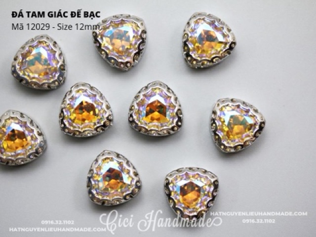 Hạt đá tam giác cao cấp đế vàng, bạc làm con vật 3D Cici Handmade chuyên hạt đá hạt pha lê hạt cườm hạt trang sức tự làm