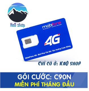 🔥SIM 4G MOBIFONE  gói C90N 💥 MIỄN PHÍ THÁNG ĐẦU ❌