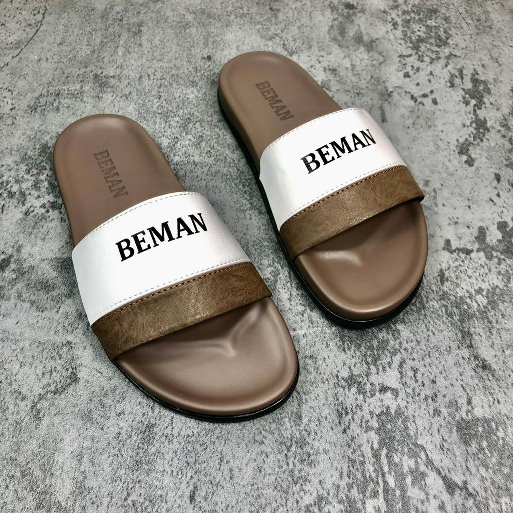 Dép nam quai ngang Beman DBM31,quai da sít phối màu cá tính,đế cao su non hai lớp nguyên khối