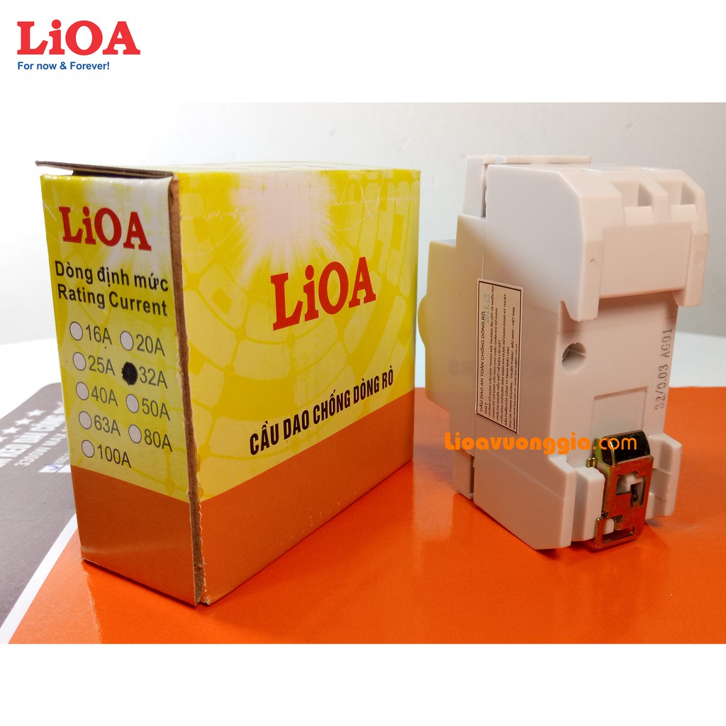 Cầu dao chống dòng rò (chống giật) LiOA loại 2 cực 32A dòng rò 30mA