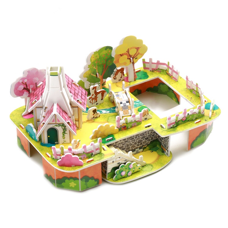 BỘ ĐỒ CHƠI XẾP HÌNH LẮP RÁP MÔ HÌNH 3D DIY-  HAPPY HOUSE VÀ VƯỜN CÂY MINI- THƯƠNG HIỆU ZILIPOO