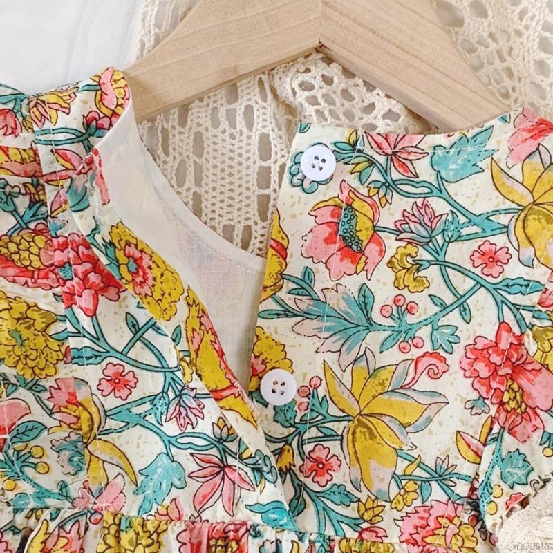 Đầm In Hoa Phong Cách Hàn Quốc Cho Bé Gái 2-8 Tuổi