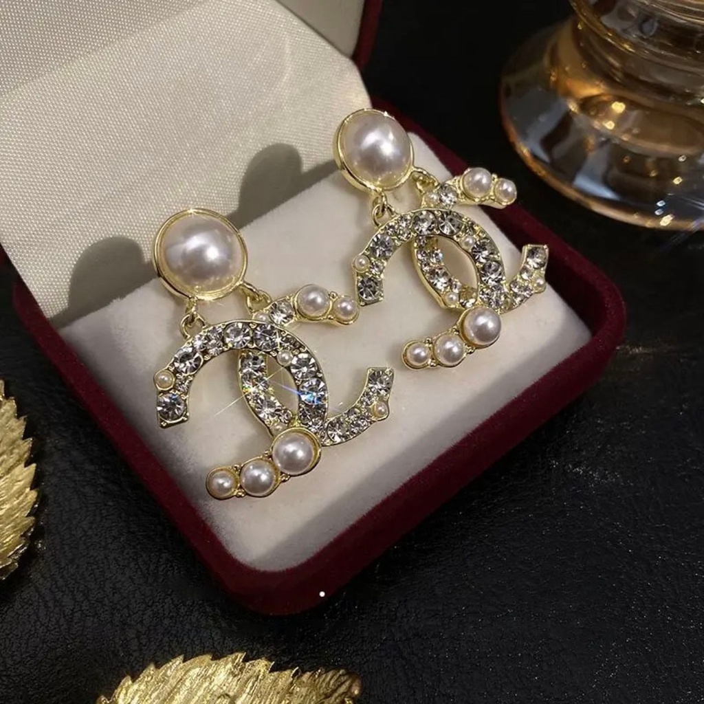 2022 Bông Tai Ngọc Trai Giả Hình Chữ C Sang Trọng Quý Phái Cho Nữ