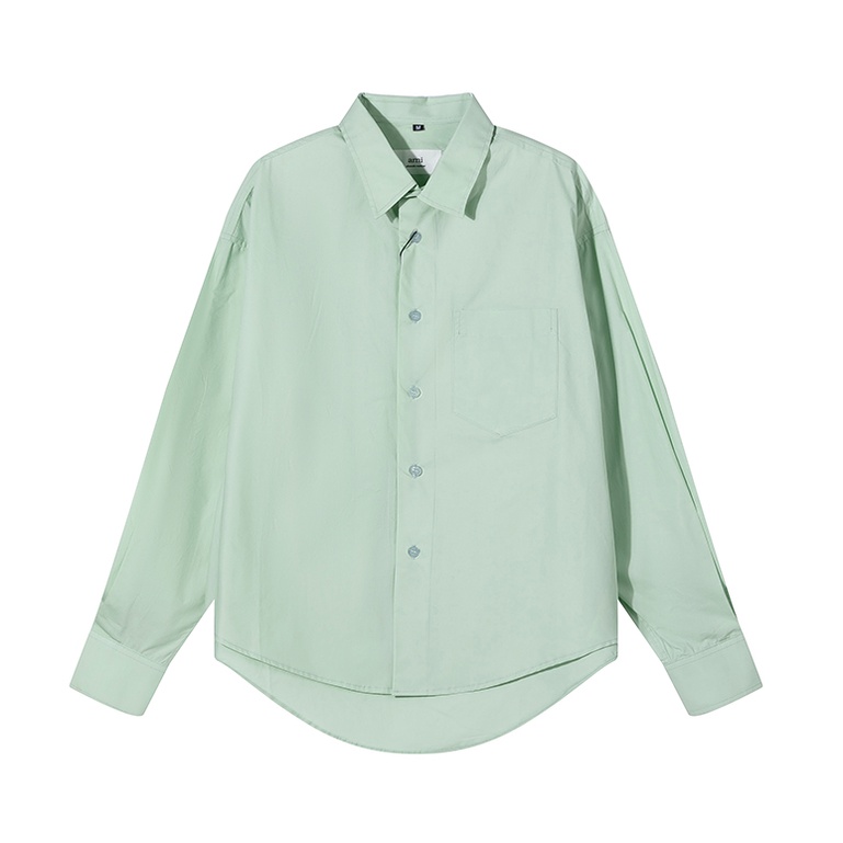 Áo Sơ Mi Màu Trơn Mô Phỏng Vải Tencel Unisex