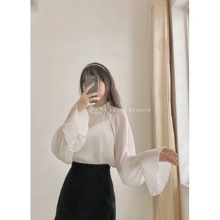 Áo voan dập li tay xoè