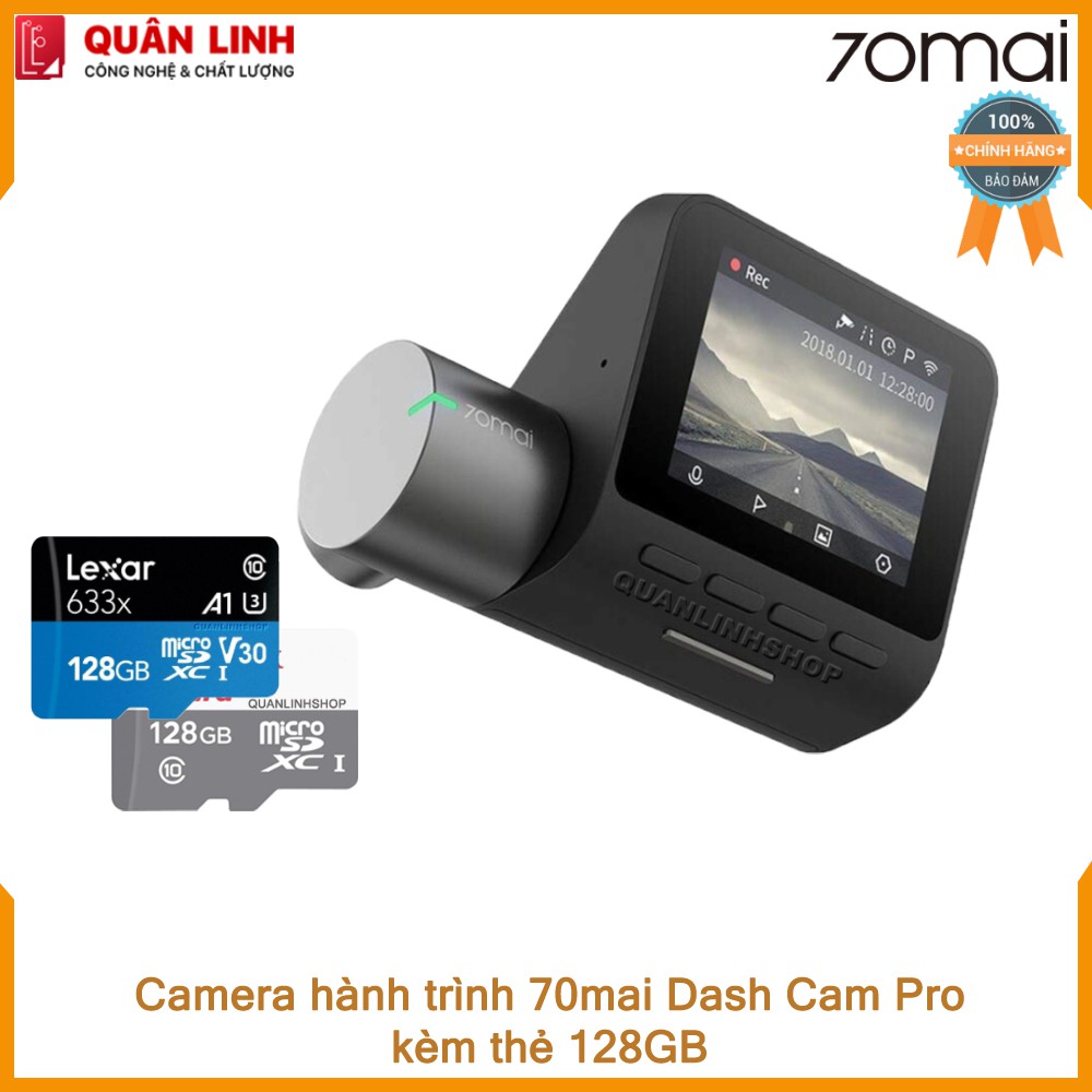 Camera hành trình Xiaomi 70mai Dash Camera Pro kèm thẻ 128GB - phiên bản nội địa up sang tiếng anh