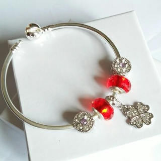 Vòng tay pha lê cỏ 4 lá đỏ - Linhcharms