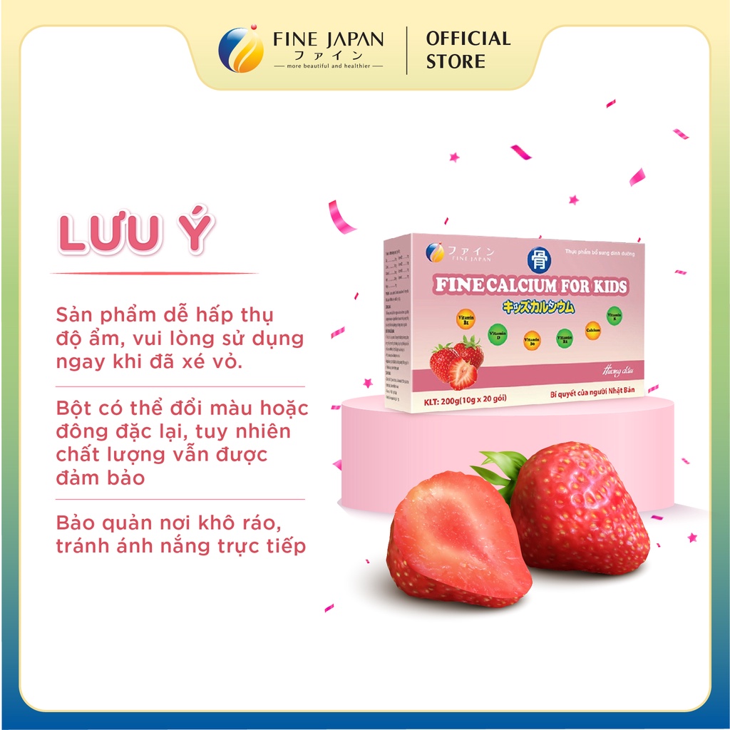 Bột Canxi tăng chiều cao VN Calcium For Kids FINE JAPAN bổ sung canxi và dinh dưỡng cho trẻ 20 gói