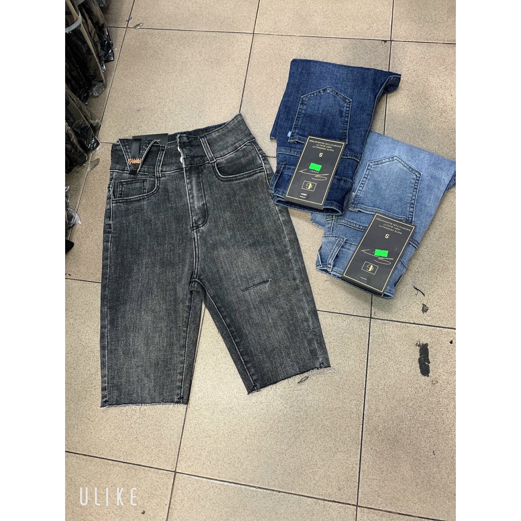 [ ỒN ÀO ] QUẦN NGỐ SKINNY JEAN GIÃN LỬNG NỮ LƯNG CAO PHỐI 2 NÚT TAM GIÁC DA, RÁCH ĐÙI MÀU XANH NHẠT, XANH ĐẬM, XÁM HOT