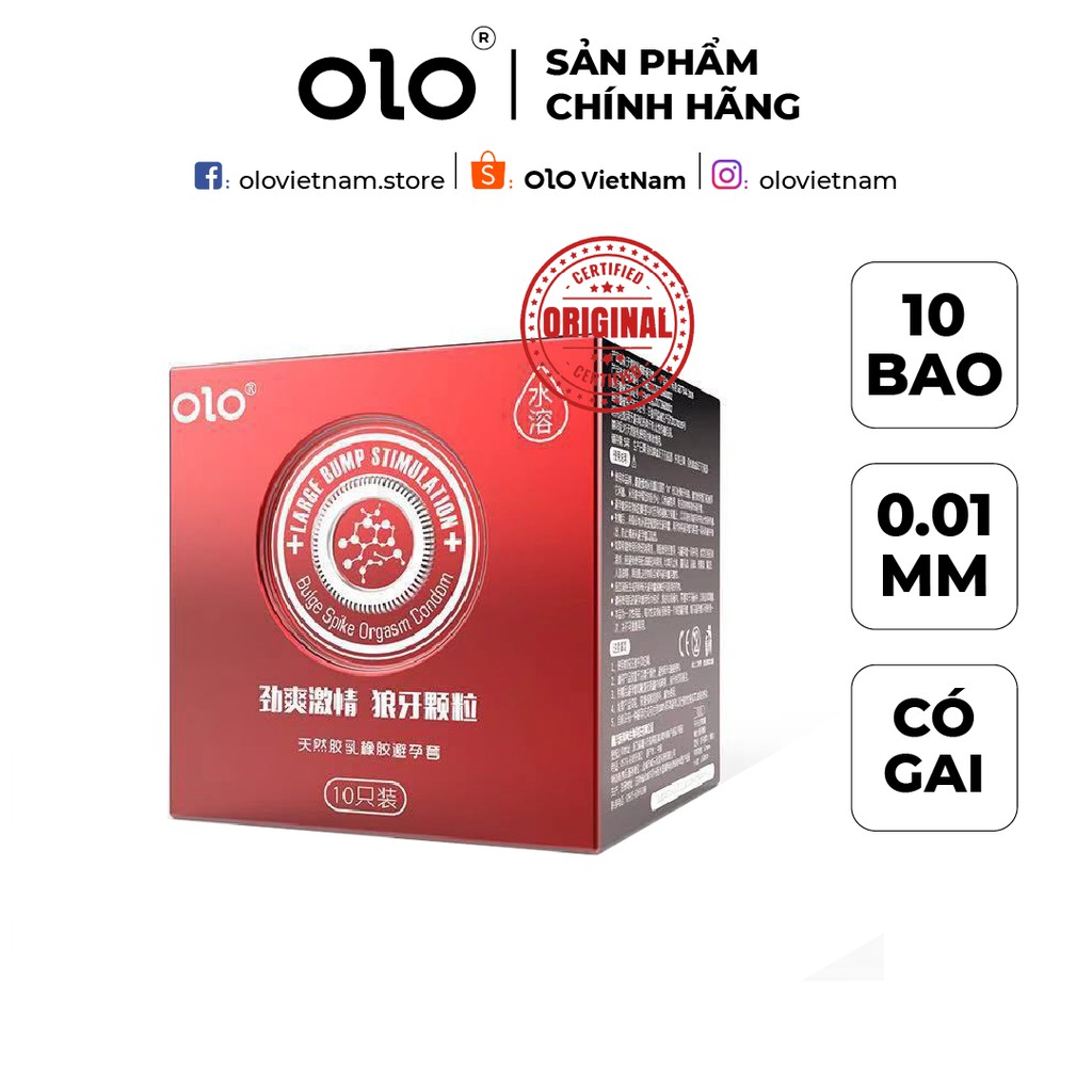 Bao cao su OLO Neo Large Bump Stimulation có gai, kích thích điểm G, siêu mỏng 0.01mm nội địa Trung 10 bao