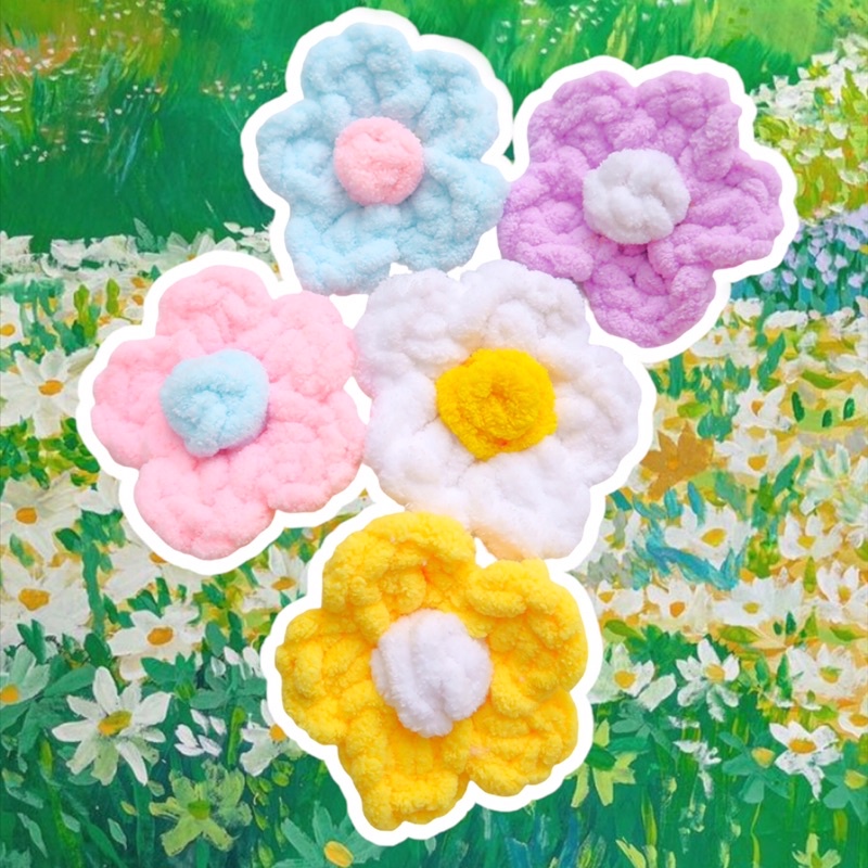 Pin cài áo bông hoa len