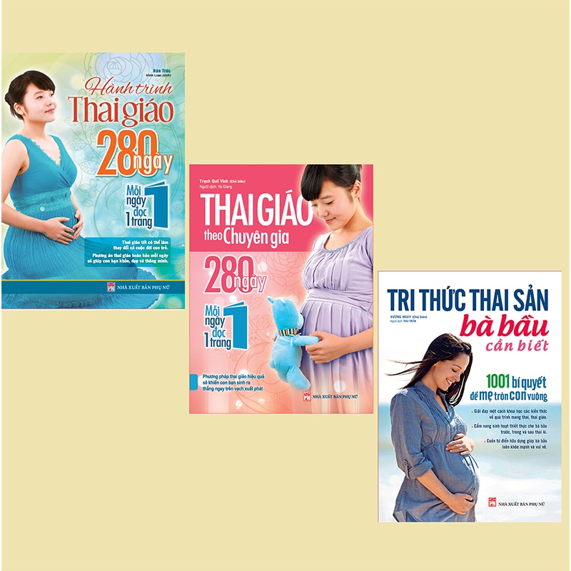 Sách - Bộ 3 cuốn Tri thức thai sản bà bầu cần biết + Hành trình thai giáo + Thai giáo theo chuyên gia - lẻ tùy chọn