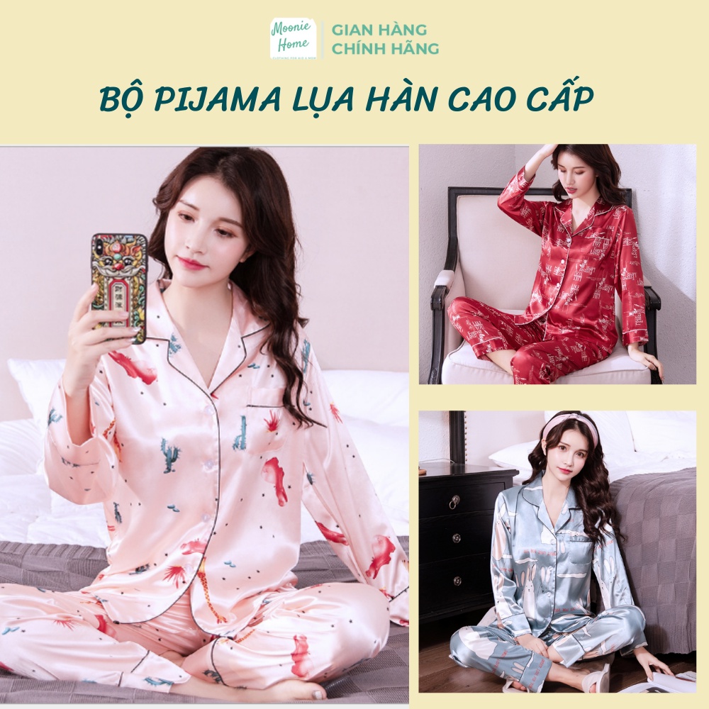 Đồ Bộ Pijama Nữ Lụa Hàn Cao Cấp Chất Mềm Mịn Mướt (Ảnh +Video Thật)