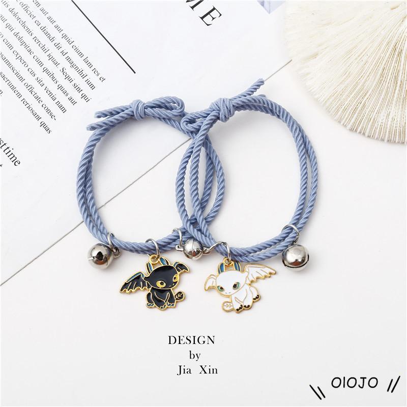 (OLOJO.vn) Vòng Tay Cặp Dây Nam Châm Bằng Nam Châm Màu Trắng Đen Cho Cặp Đôi Tình Bạn Không Răng