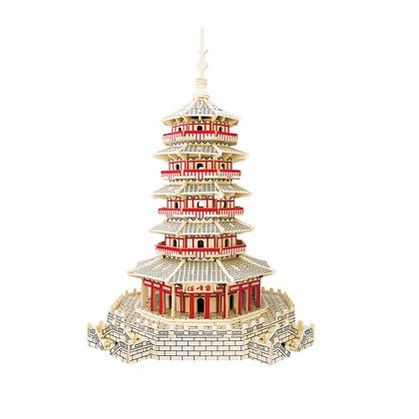Mô hình gỗ trang trí 3D tháp phật giáo - Mô hình lắp ráp bằng gỗ