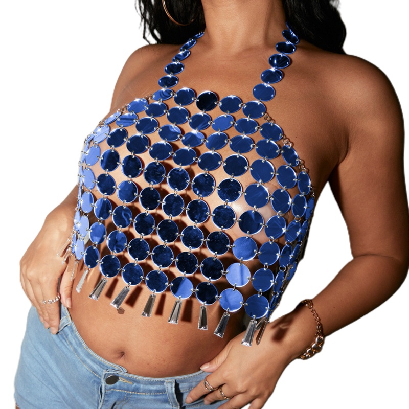 Brroa Áo Ngực Dạng Chuỗi Tua Rua Đính Kim Sa Lấp Lánh Trang Sức Dự Tiệc Bikini Hai Dây