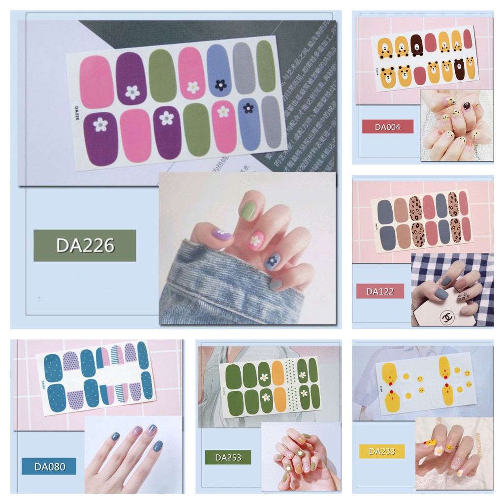 Sticker Dán Móng Tay set 14 miếng siêu xinh tiện lợi không thấm nước Nail Decals - Phần 2