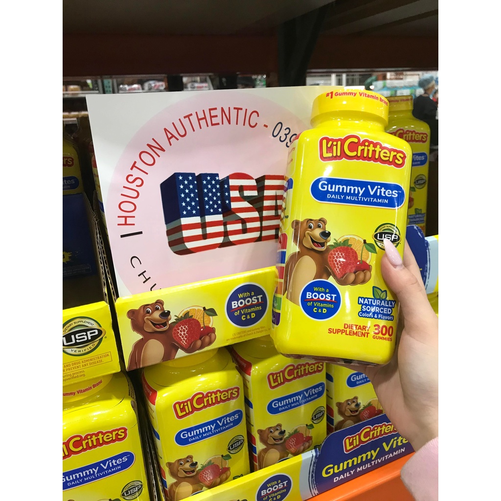 Kẹo dẻo gấu cho trẻ em Gummy Vites Vitamin tổng hợp L'il Critters 300 viên_ Live mua hàng tại Mỹ