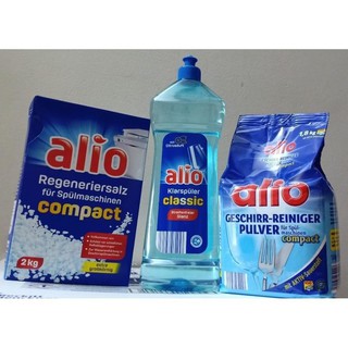 Combo Bột rửa + Muối làm mềm + Nước làm bóng Alio ( NK Đức )